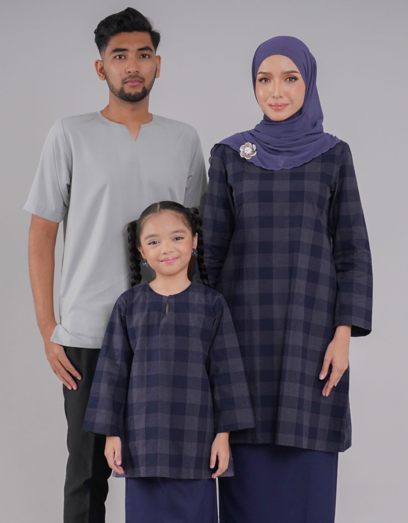 Tanjung Kurung Riau Adult Cotton A-cut Design - 01 Blue