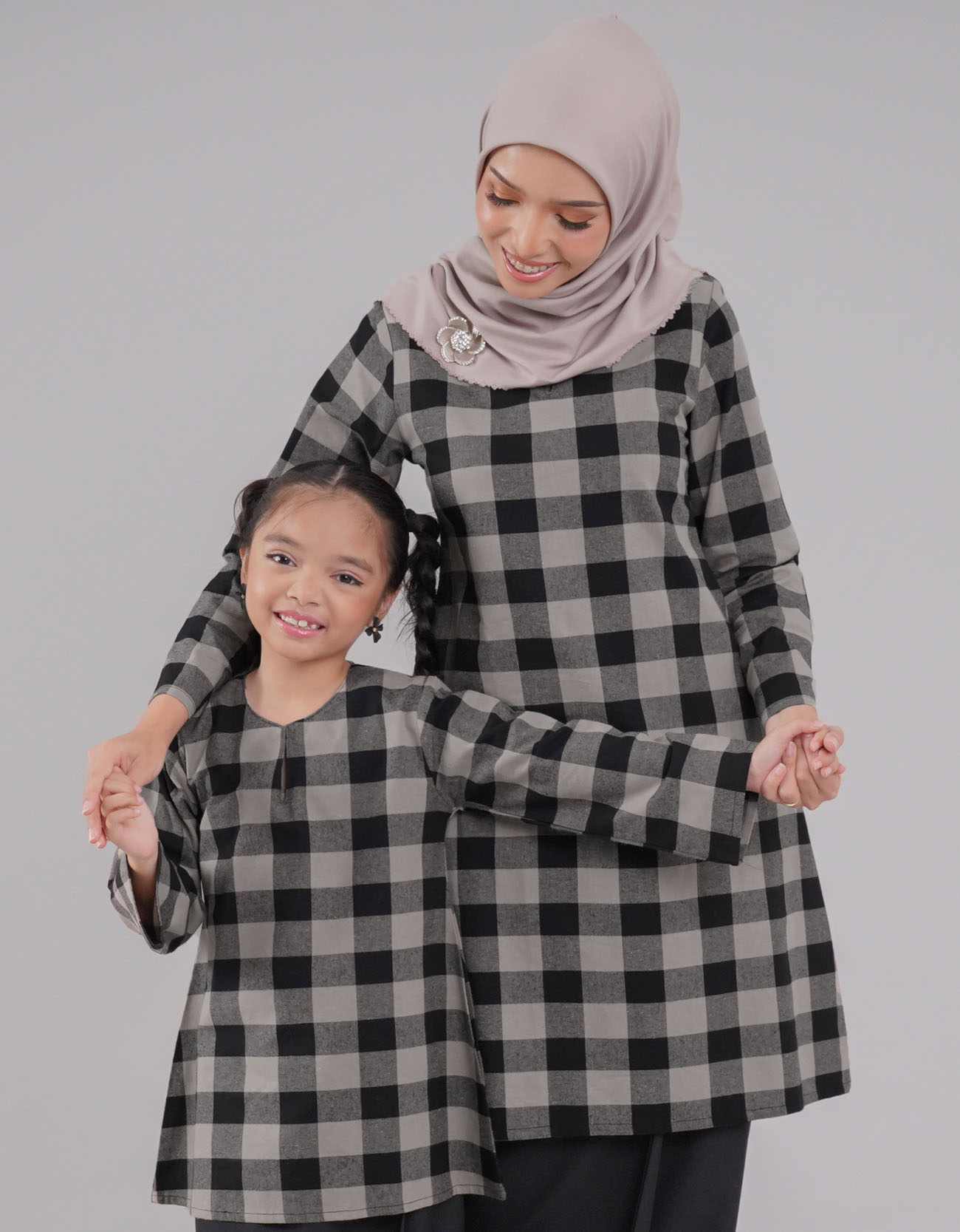 Tanjung Kurung Riau Kids Cotton A-cut Design - 02 Black