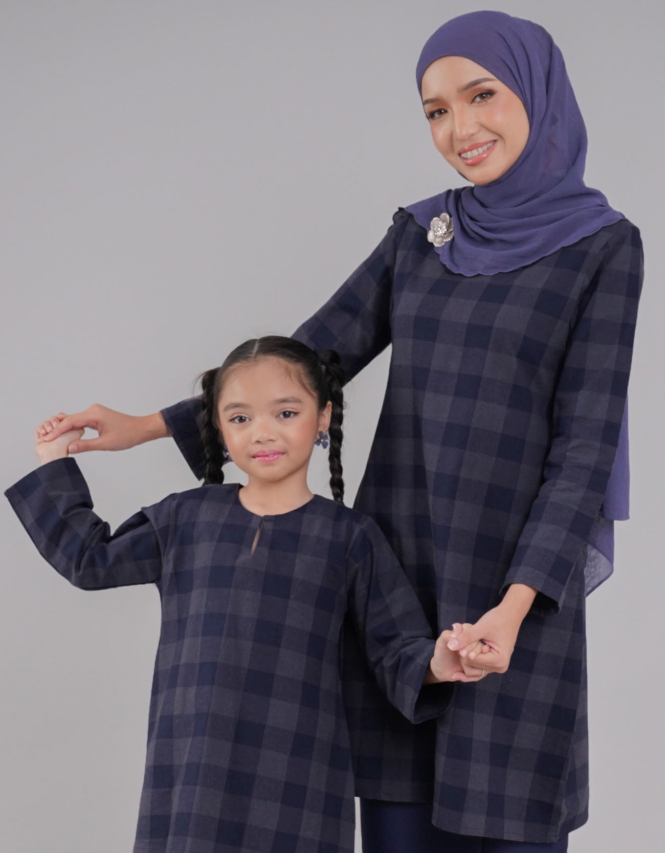 Tanjung Kurung Riau Kids Cotton A-cut Design - 01 Blue